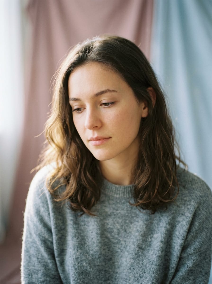 A soft-focus studio portrait with dreamy shallow depth of field and warm light